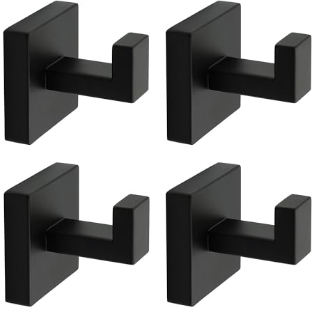 Mooche 4Stück Handtuchhaken zum Bohren,5CM Schwarz Wandhaken 304 Edelstahl
