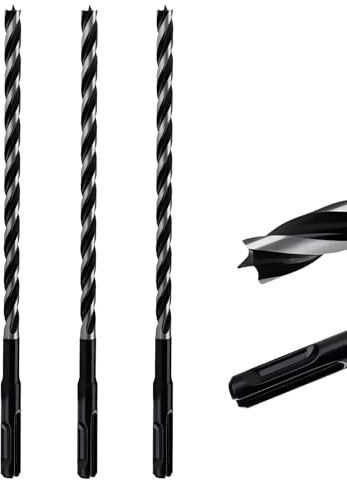 Extra Long 8mm x 230mm Auger Drill Bit 3pcs SDS Plus Wood Auger Drill Bits | 3pcs 8mm Dia. Timber Drill Bit 230 mm Long for Woodworking