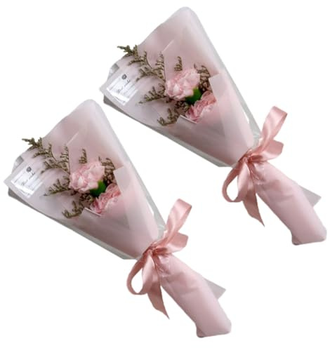 LOLIPPYY Jabones Decorativos Rosas 2 Piezas Ramo de Flores de Jabón Rosa para San Valentín y Graduación Flor de Jabón Delicada para Obsequio y Decoración del Hogar