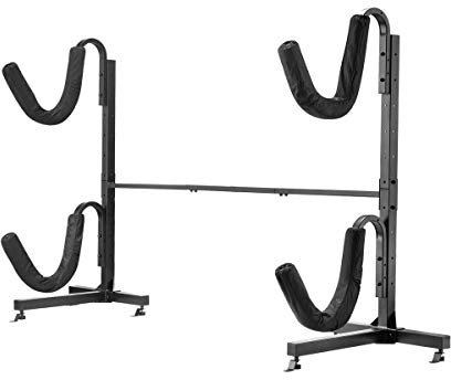 2-Kayak Storage Rack - Freestanding Vertical Stand for Paddleboards or Kayaks with 175lbs Capacity - For Indoor or Outdoor Use by Rad Sportz (Black)