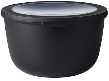Mepal Multi Bowl Cirqula Round - Mikrowellen Geschir - Geeignet als Luftdichte Aufbewahrungsbox für den Kühlschrank, Mikrowellengeschirr & als Frischhaltedosen - 2000 ml - Nordic black