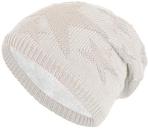 Balinco warm gefütterte Beanie mit Teddy-Fleece Fütterung und Sternen Muster Wintermütze Einheitsgröße für Damen & Herren Mütze (1A)