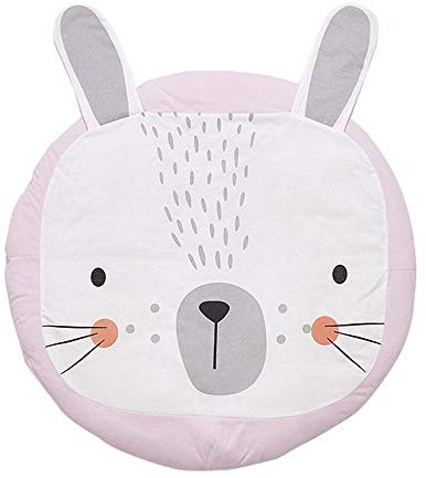 Morbuy Alfombra de Juegos Bebes Animales, Redonda Manta de Rastreo de Niños Suave de Algodón Infantil Dormitorio Decoración De La Habitación Ins Regalos (Rabbit Pink)
