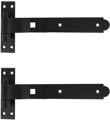 Merriway BH06851 Torscharniere mit Haken und Band, gekröpfter Hals, 300 mm, Schwarz, 2 Stück