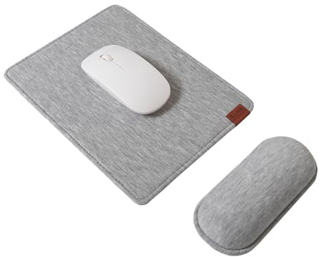 SenseAGE Mouse Mat and Wrist Support Set, Wrist Rest Mouse Pad with Non-Slip Base, Smooth and Durable Surface, Easy Sliding and Wrist Pain Relief, Compatible with Laser and Optical Mice, Smoke Grey