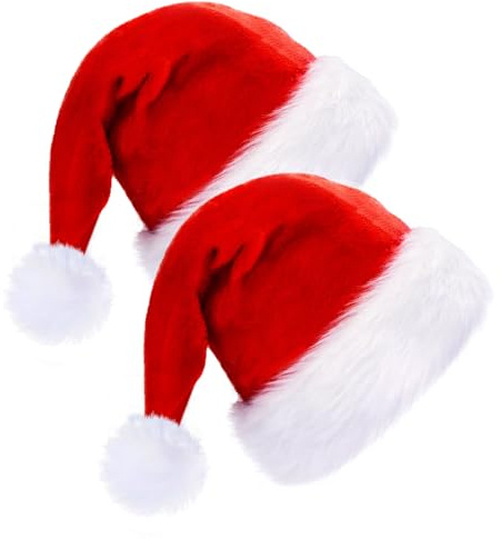 CENXINY Weihnachtsmütze 2 Stück, Plüsch Nikolausmütze mit Doppeltem Samt, Geeignet für Herren/Damen/Kinder - Ideal für Weihnachts & Weihnachtsfeiern, Weihnachtskonzert