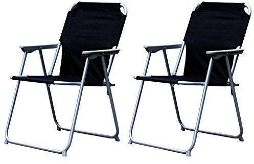 2'er Set Campingstuhl Faltstuhl Stoff Oxfort Klappstuhl Anglerstuhl Regiestuhl Angelstuhl Metall B 53 x T 46 x H 74 cm, Farben:Schwarz
