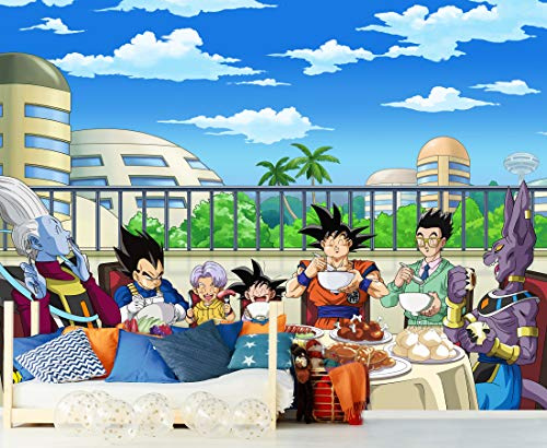 Oedim Fotomural Vinilo Adhesivo Dragon Ball Super Comida de Personajes, Producto Oficial, Vinilo Adhesivo Decorativo para Habitaciones, decoración para Paredes, DBS