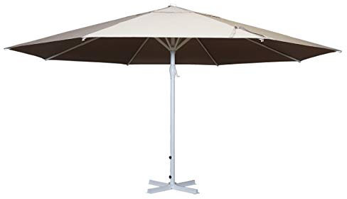 Mendler Sonnenschirm Meran II, Gastronomie Marktschirm, Ø 5m Polyester/Alu Mast weiß 28kg ohne Ständer - creme-beige