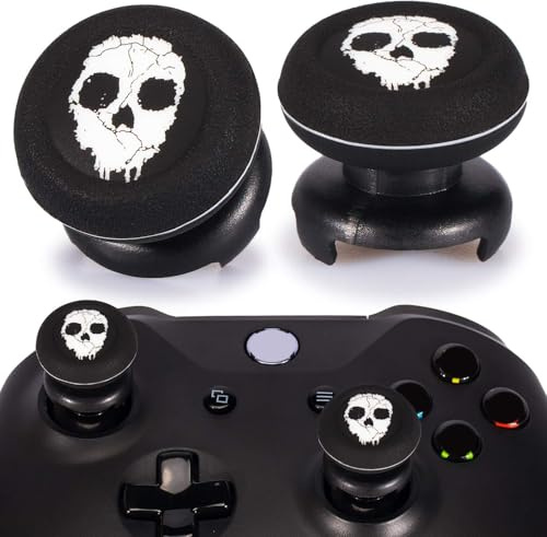 Playrealm FPS Thumbstick Extender & Printing Rubber Silicone Grip Cover 2 Sets for Xbox Series X/S & Xbox One Controller (Ghost)