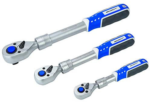 HASKYY Cricchetto reversibile da 12,5 mm; 9,5 mm; 6,35 mm: (1/2; 3/8; 1/4); telescopico, cricchetto reversibile estraibile, dentatura fine