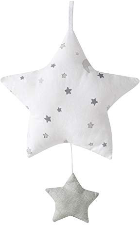 roba Spieluhr Sternenzauber für Babys - Einschlafhilfe zum Aufhängen - Motiv Stern - Melodie Lalelu - Weiß / Hellgrau