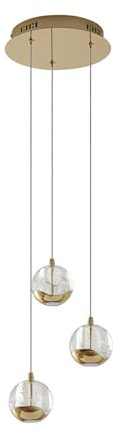 Lucande LED Pendelleuchte Hayley (Modern) in Transparent aus Glas (3 flammig,) - Hängelampe Esstischlampe Hängeleuchte Wohnzimmerleuchte