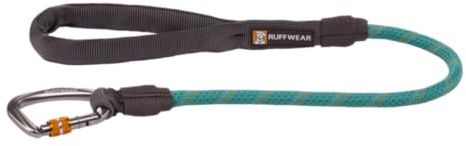 RUFFWEAR Knot-a-Long Leash, 30 Inch (0.76m) Short Length Strong Reflective Rope Dog Lead to Keep Your Dog Close. With Comfortable Padded Handle and Secure Locking Carabiner, Aurora Teal