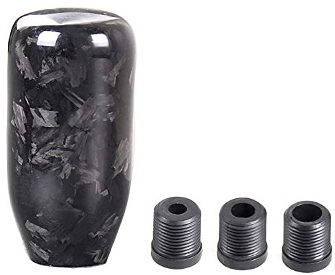 muge racing Gear Shift Knob,Universal Carbon Fiber Forged Pattern Car Manual Gear Shift Knob with 3 Adapters