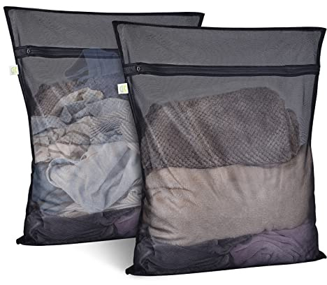 2 Pack Mesh Laundry Bags 24 x 32 inch Laundry Garment Bag Mesh Large Lingerie Wash Bags Zippered Garment Washing Net for Underwear Hosiery Blouse Sweater Dress Don't Drying, Melting 140-176℉