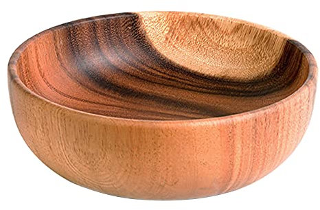 UPTALY Ensaladera de madera de gran tamaño (18 cm x 7,5 cm), cuenco de madera de acacia hecho a mano, cuenco de madera maciza, cuencos de madera grandes para servir para ensaladas, frutas y cereales