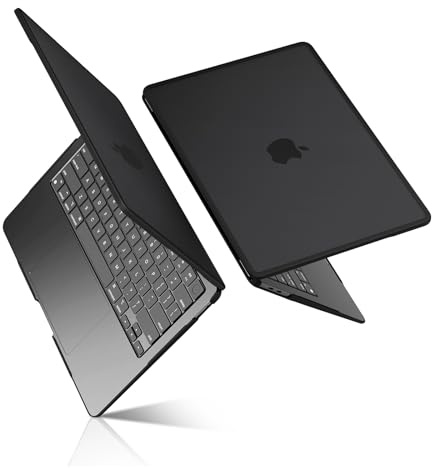 BlueSwan für MacBook Air 13 Zoll Hülle M1 2021-2018 Bruchfest Matt Schwarz | TPU Rahmen,Hartschalen Schutzhülle Kompatibel mit Mac Book Air 13,3 M1 A2337 A2179 A1932,Kratzfestes,Anti-Fingerabdruck