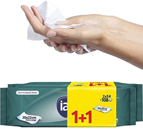108 x Wet Wipes For Adults | Alcohol Free Wipes | Body Wipe For Adults No Shower | Festival Accessories & Essentials | Extra Large | Shower Wipe | 20 x 22 cm | (1 Pack of 108)