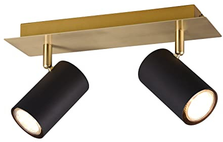 meineWunschleuchte Decken-Strahler Schwarz-Gold aus Metall 2-flammig | Breite 30cm, 2x GU10 LED inkl., extern dimmbar, Spots dreh- & schwenkbar, Deckenbeleuchtung in Schlafzimmer & Wohnzimmer