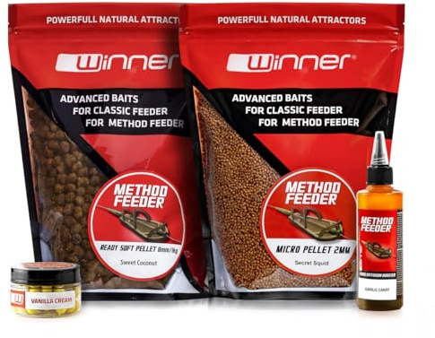 Tandem Baits Winner 4er-Set Session Method & Feeder Box Sweet Köder-Set | Ready Soft Pellet 8 mm | Micro Pellet 2 mm | Turbo Diffusion Booster | Fluo Pop Up Boilies 8 mm | Karpfen Angeln ohne Mühe