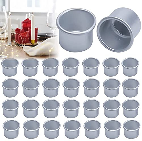 30 mini portacandele in metallo, albero di Natale, candelabri, candelabri da tavola, candelabri in metallo per candele a piramide, candele d'albero, candelabri e lumini (argento)
