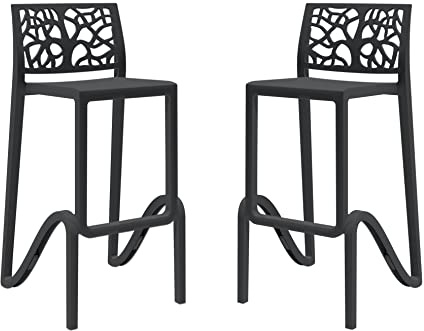 Gardenia Taburete Alto Apilable para Interior y Exterior de Polipropileno Teti Zefiro Negro