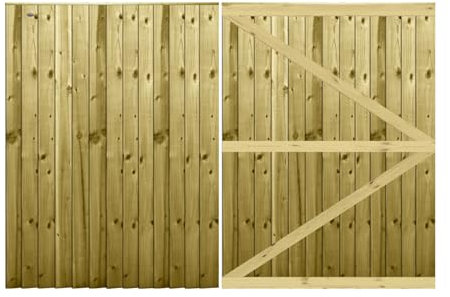 Premier Garden Supplies PGS Feather Edge Semi-Braced Capped Flat Top Made to Measure Driveway Gates Measurements Height 5ft - 6ft (150-180cm) x Width: 244cm - 274cm