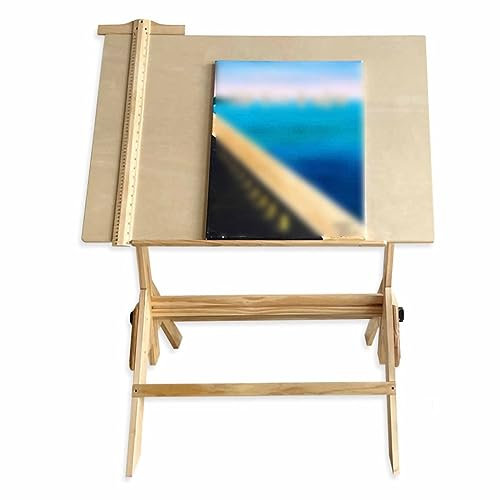 ZERVA Zeichentisch aus Kiefernholz, Kunstzeichentisch mit Verstellbarer Höhe, großer neigbarer Tisch, Zeichentisch aus Holz for Erwachsene, Hobbytisch, Kunstschreibtisch for Schreiben, Lesen