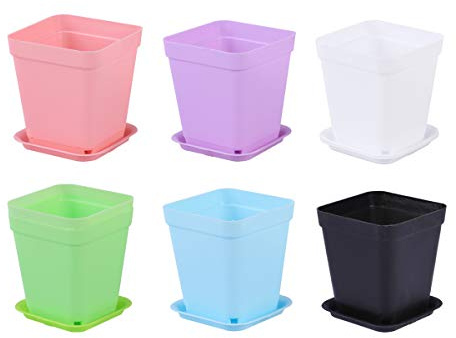 Milisten 6 Piezas Tiestos para Plantas Exterior Tiestos para Plantas Interior Maceteros Jardineras Exterior Plantas Decorativas Espesar Pequeño Lavabo Cuadrado