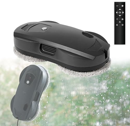 QJJML Fensterputzroboter mit 75 mm schlankem Design, leistungsstarker Tiefenreinigung, 10 Wischpads, 30 ml Wassertank, Fenstersauger für den Innen- und Außenbereich ​