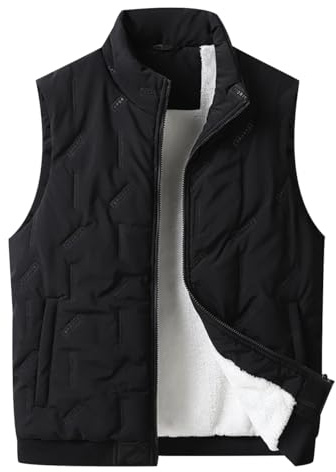 Giubbino Smanicato Uomo Gilet Imbottito Pile Uomo Giubbotto Smanicato Invernale Gilet Trapuntato Uomo Taglie Forti Giacca senza Maniche Giacchetto Smanicato Uomo Gilet Felpato Micropile Uomo Nero 7XL