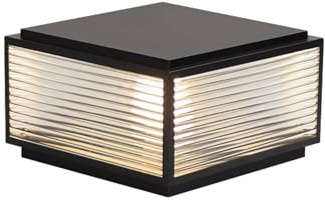 Außenbereich Pfostenleuchten Außenleuchten for quadratische Pfostenkappen Wasserdichte Rasen Zaun Säule Lampen Gestreifte Glas-Säulenkappe Lampe for Hof Vorder-/Hintertür Außen Straße Laterne(Size:40C