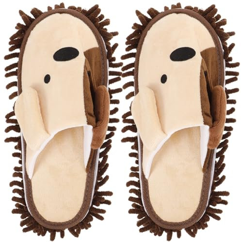 Healvian 1 Par Zapatillas de Chenilla Zapatillas de Barrido Zapatillas de trapeador para Limpieza de Pisos mopa Suelo Floor Cleaner Zapatillas de casa limpiadores de Pisos pies