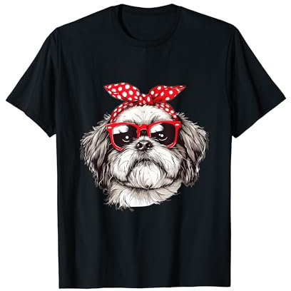Shih Tzu Dog Mom Bandana Muttertag Grafik T-Shirt