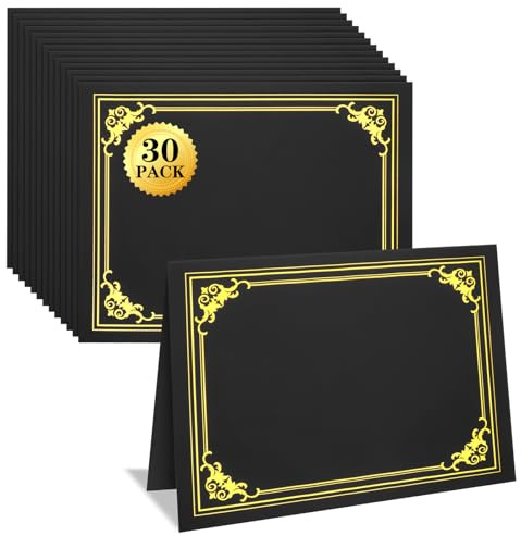 30 Packs Certificate Holders, Black Certificate Covers, Diploma Holders, Certificate Folders with Gold Foil Border for Letter Size 8.5 x 11 Certificates, Diploma, Documents, Award Cover