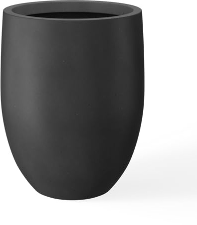 Kante atural - Maceta Alta de hormigón, Maceta Decorativa Grande para Interiores y Exteriores, Color Negro bruñido, 55 cm de Alto