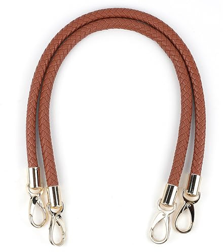 WANYI 2 Stück Taschenhenkel Leder 60CM Geflochtene Taschengriffe Taschenbügel Schultergurt Ersatzgriff für Tasche Umhängetaschen DIY Accessoire für Handtaschen mit 2 Karabinerhaken (Braun)