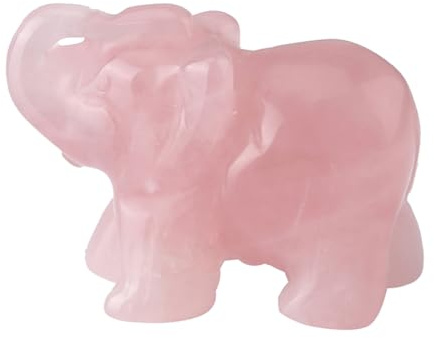 1.5 Rose Quartz Crystals Elephant Ornament, Aventurine Healing Crystal Gemstone Reiki Statue Elephant, Natural Rose Quartz Elephant Ornament Figurine, for Home Desk Decor Good Luck Gift (Pink)