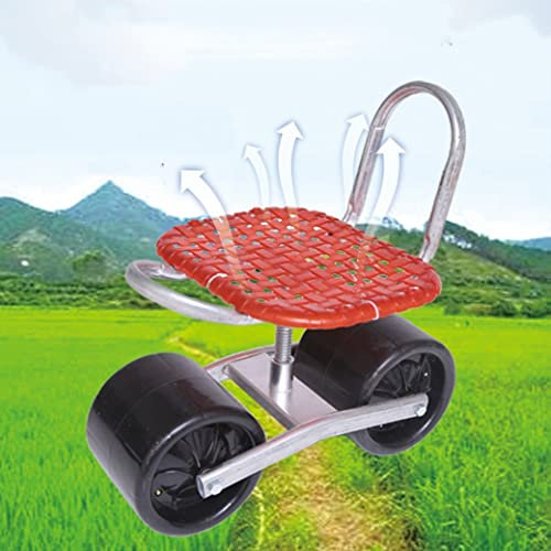 360° drehbarer Gartensitz auf Rädern, Verstellbarer rollender Gartenwagen mit Sitz, Pflanz- und Pflückerhocker, Gartenbedarf, Werkbank (rot, Zwei Räder)