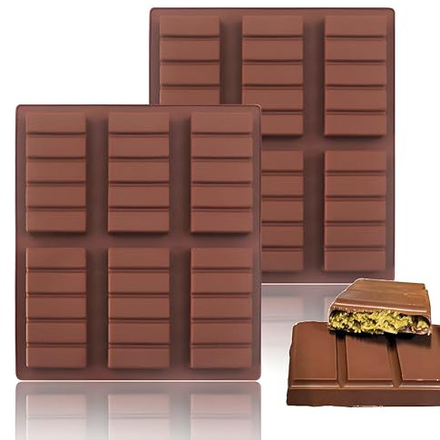Sadodo Silicone Chocolate Bar Mould,Pack 2PCS Ice Cube Tray,Rectangle Waffle Mould,Cookie Candy Sweets Mold,Non Stick,BPA Free Baking Mold,Gift DIY for Birthday