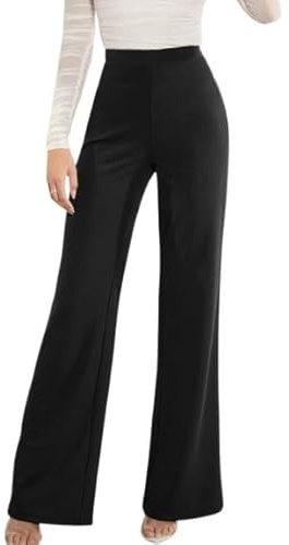 MCA Pantaloni Donna Palazzo Gamba Dritta Made in Italy (IT, Testo, XL, Regular, Regular, Nero)