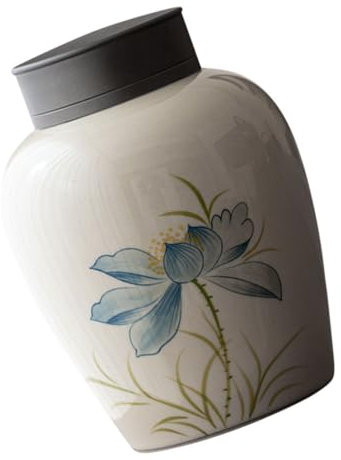 PAMINGONO Tarro De Té De Cerámica Azul Tapa Hermética, Diseño Tradicional Chino, 1 Unidad, Envase Sellado Para Almacenamiento Cocina, Conserva Frescura y Aroma Del Té, Recipiente Multifuncional