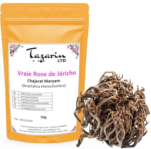 50g de Rose de Jéricho Entiers - Chajarat Mariam - Plante Favorisant la Fertilité - Environ 7 Pièces - Anastatica Hierochuntica - 100% Naturel, Pur et Sans Additifs | Qualité Supérieure
