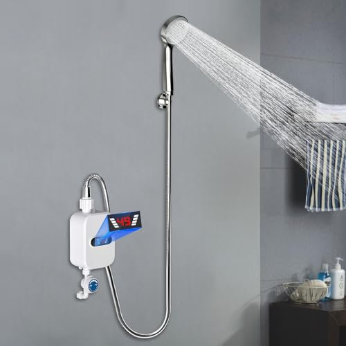 JDBDU Chauffe-eau instantané de douche 3500 W - Petit chauffe-eau électrique avec douchette - Mini chauffe-eau pour salle de bain