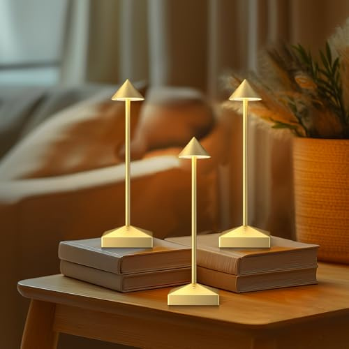 FUNTAPHANTA Kleine kabellose Tischlampen, wiederaufladbar, kleine Lampe, tragbare Tischleuchten, LED-Nachtlicht für Nachttisch/Badezimmer/Schreibtisch/Außenbereich (Glod-A)