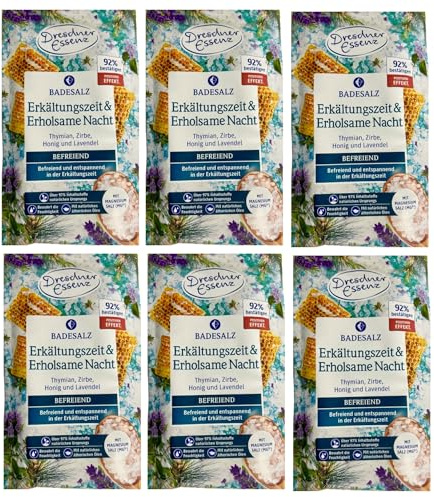 6-er Pack Dresdner Essenz Badesalz Erkältungszeit & Erholsame Nacht 6x 60g