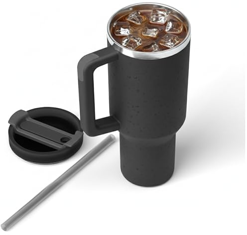 EPISENT 40oz Tumbler with Handle & Locking Straw Lid,Cup-Holder Friendly Base, Leak-Proof, Vacuum-Insulated Stainless Steel Travel Mug, Keeps Drinks Cold/Hot, Dishwasher-Safe