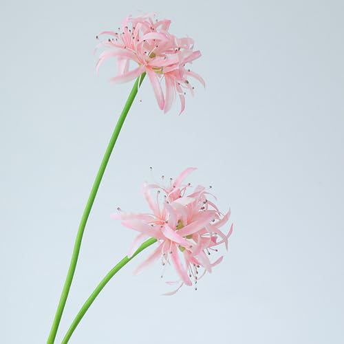 KIJING 3PCS Artificial Red Spider Lily Stems, Faux Lycoris Radiata Bouquet for DIY Floral Arrangements Wedding Home Decor (Pink)