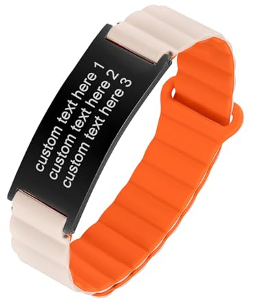 Personalisiertes Armband Damen Herren - Gummi Armbänder mit Gravur, Wasserfest Sport Armband mit Edelstahlschild für Frauen Männer, Inspirierende Geschenke für Vater Mutter Jungen Mädchen